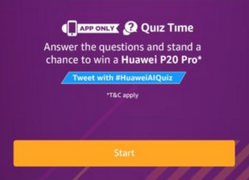 Amazon Huawei P20 Pro Quiz Answers Today