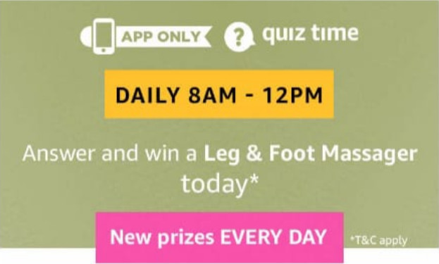 Amazon Leg And Foot Massager Quiz Answers 7th August