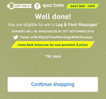 Amazon Leg And Foot Massager Quiz Answers 7th August